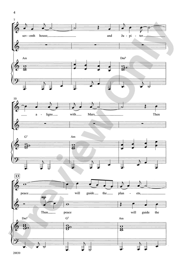 Aquarius / Let the Sunshine In – 2-Part Choral Octavo (Digital Download)