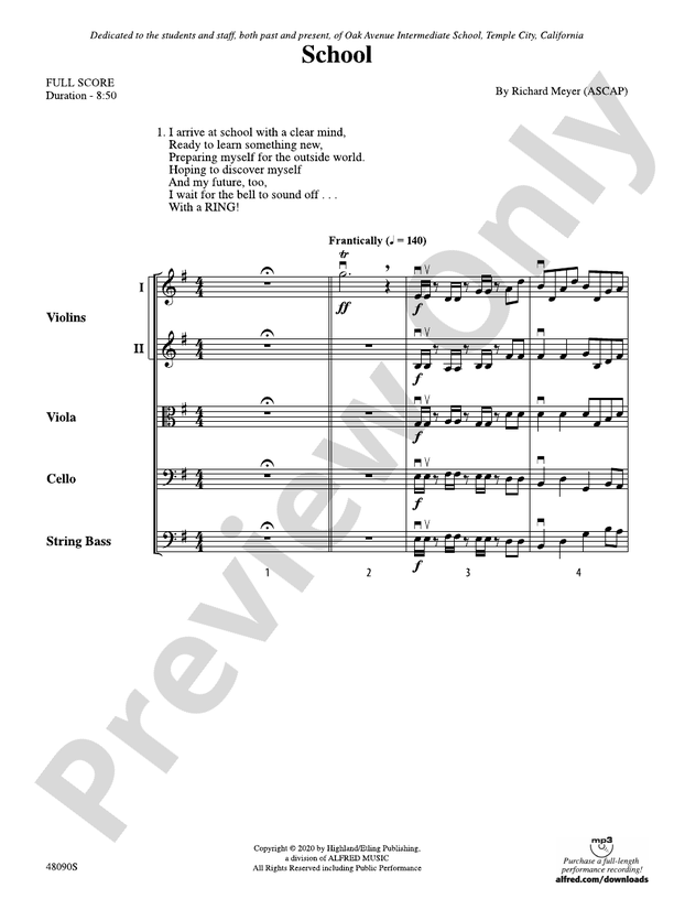 School - String Orchestra Conductor Score & Parts (Digital Download)