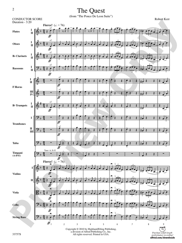 The Quest – Full Orchestra Conductor Score & Parts (Digital Download)
