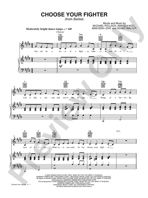 Choose Your Fighter (from Barbie) - PVG (Digital Download)