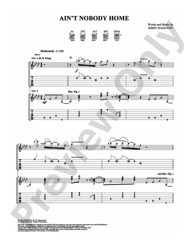 Ain't Nobody Home - Guitar TAB (Digital Download)