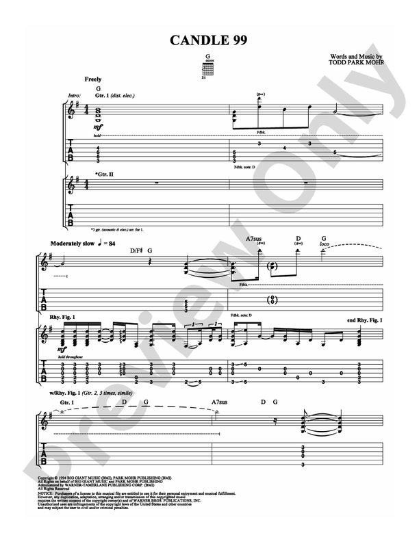 Candle 99 - Guitar TAB (Digital Download)