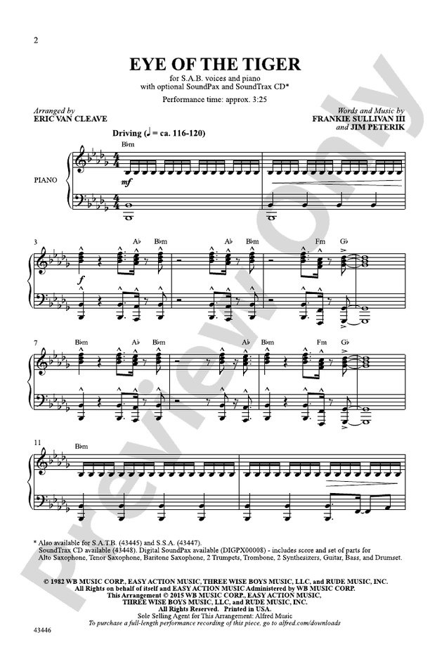 Eye of the Tiger – SAB Choral Octavo (Digital Download)