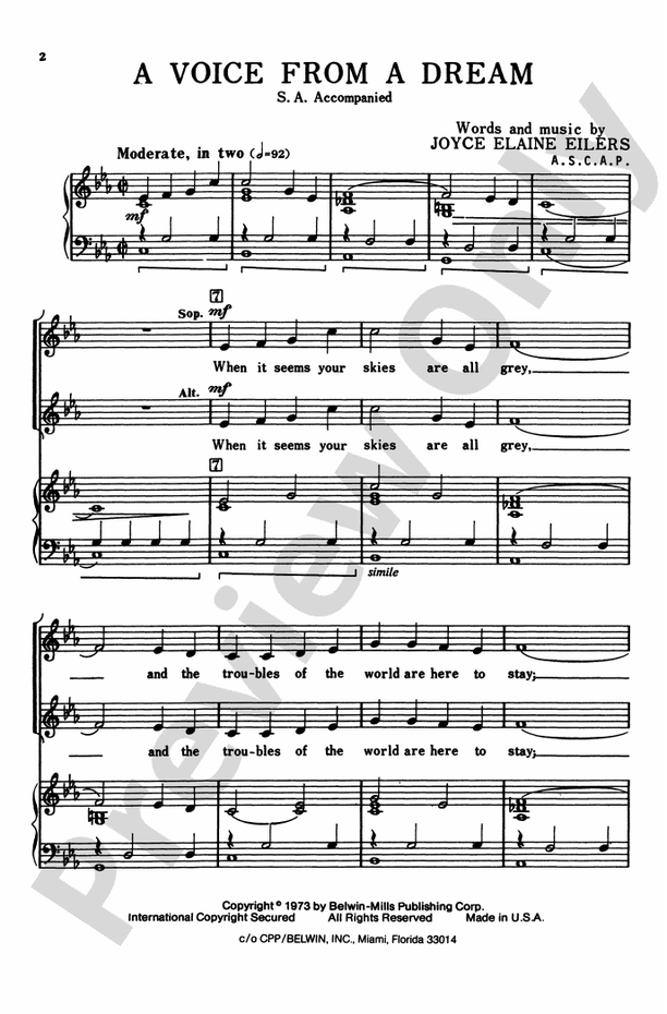 A Voice from a Dream - SA Choral Octavo (Digital Download)