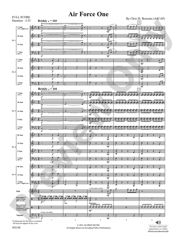 Air Force One (Chris M Bernotas - Flexible Arrangement) - Concert Band Conductor Score & Parts (Digital Download)