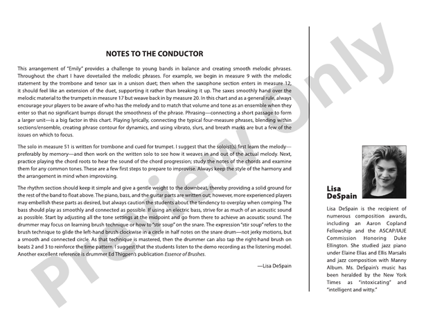 Emily - Jazz Ensemble Conductor Score & Parts (Digital Download)