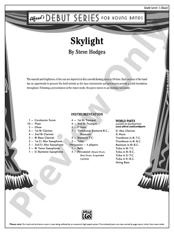 Skylight - Concert Band Conductor Score & Parts (Digital Download)