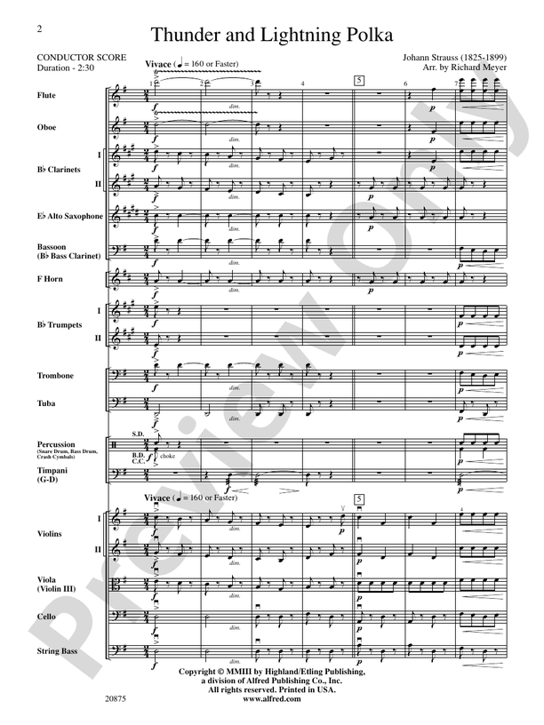 Thunder and Lightning Polka – Full Orchestra Conductor Score & Parts (Digital Download)