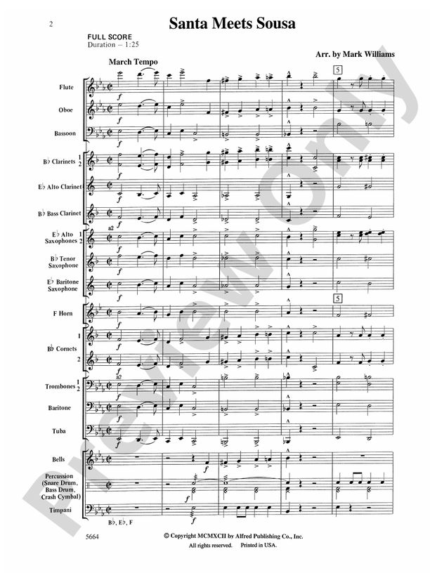 Santa Meets Sousa - Concert Band Conductor Score & Parts (Digital Download)