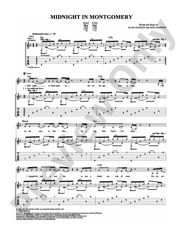 Midnight in Montgomery - Guitar TAB (Digital Download)
