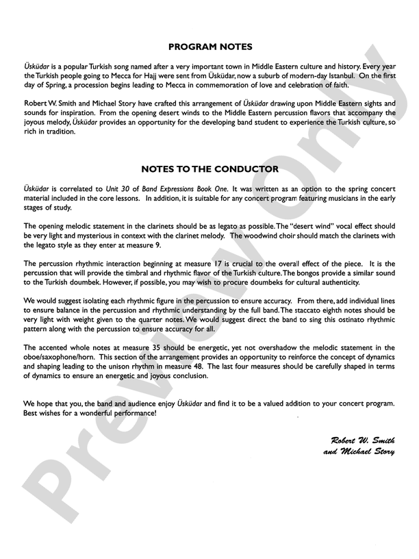 Uskudar - Concert Band Conductor Score & Parts (Digital Download)