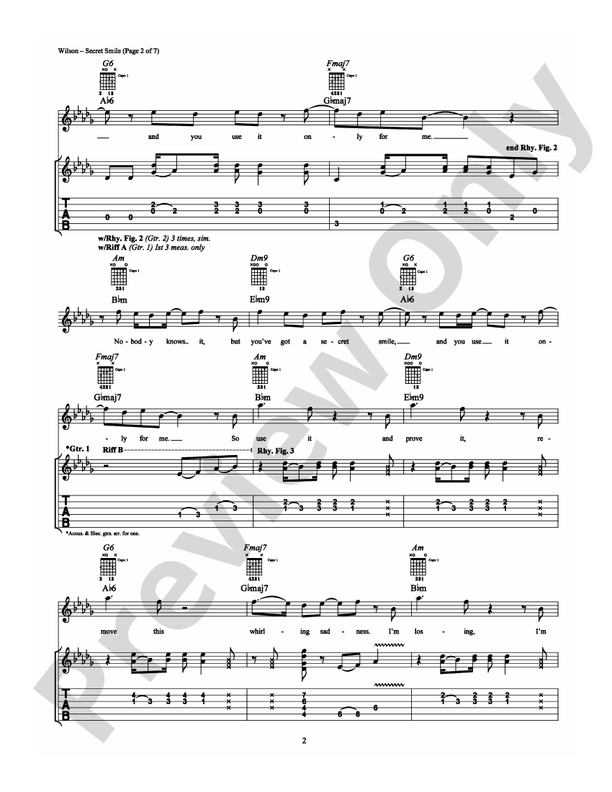 Secret Smile - Guitar TAB (Digital Download)