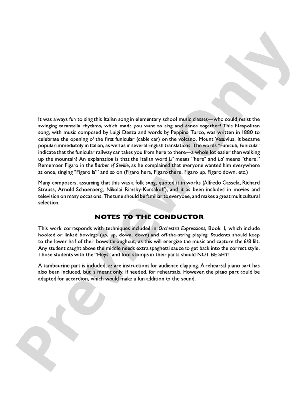 Funiculì, Funiculà – String Orchestra Conductor Score & Parts (Digital Download)