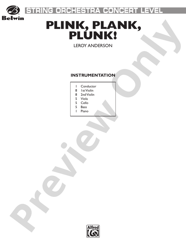 Plink, Plank, Plunk! – String Orchestra Conductor Score & Parts (Digital Download)