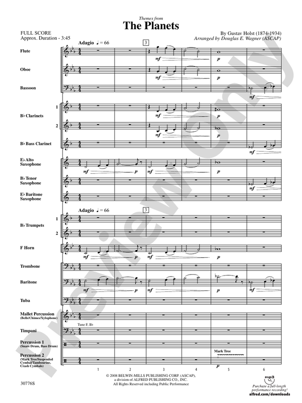 The Planets - Concert Band Conductor Score & Parts (Digital Download)
