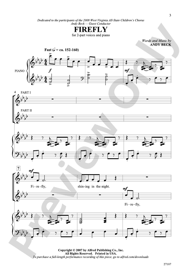 Firefly – 2-Part Choral Octavo (Digital Download)