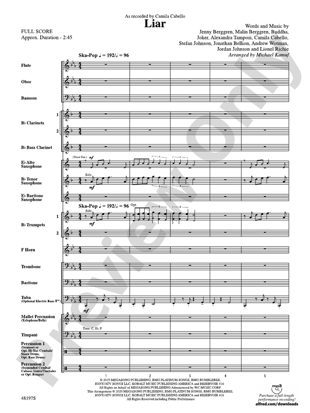 Liar - Concert Band Conductor Score & Parts (Digital Download)