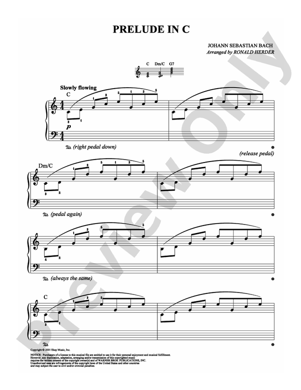 Bach - Prelude in C - Easy Piano (Digital Download)