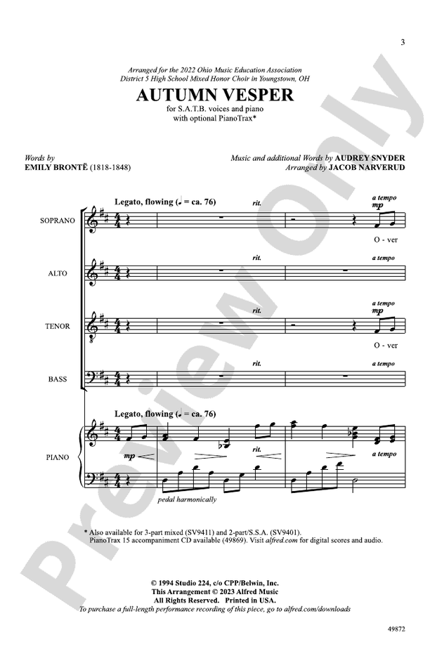 Autumn Vesper - SATB Choral Octavo (Digital Download)