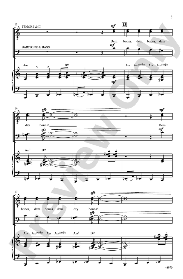 Dry Bones - Fettke/Grassi – TTBB Choral Octavo (Digital Download)