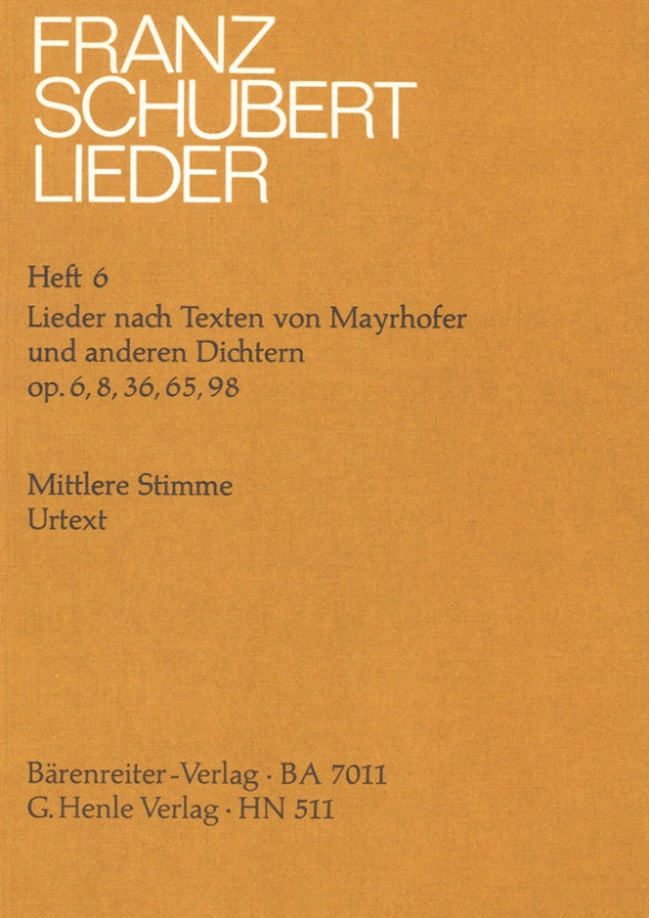 Schubert - Songs with Lyrics by Mayrhofer - Medium Voice/Piano Accompaniment Henle HN511
