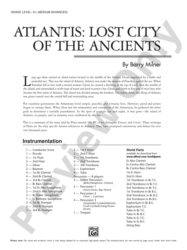 Atlantis: Lost City of the Ancients - Concert Band Conductor Score & Parts (Digital Download)