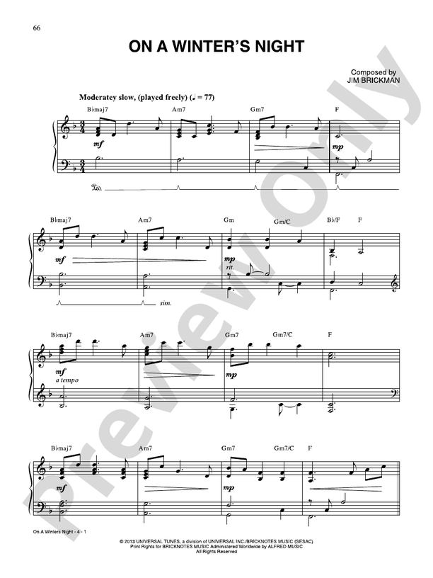 On a Winter's Night - DSM-PS-0015760 - Piano (Digital Download)