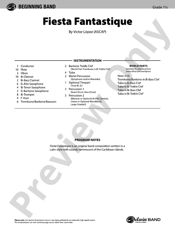 Fiesta Fantastique - Concert Band Conductor Score & Parts (Digital Download)