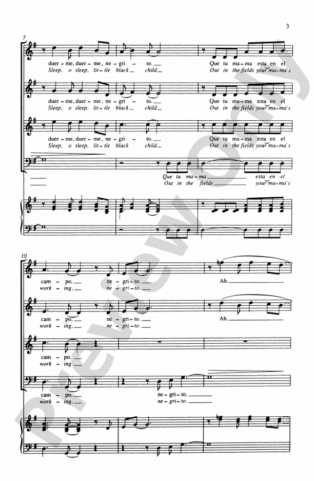 Duerme, Negrito – SATB Choral Octavo (Digital Download)