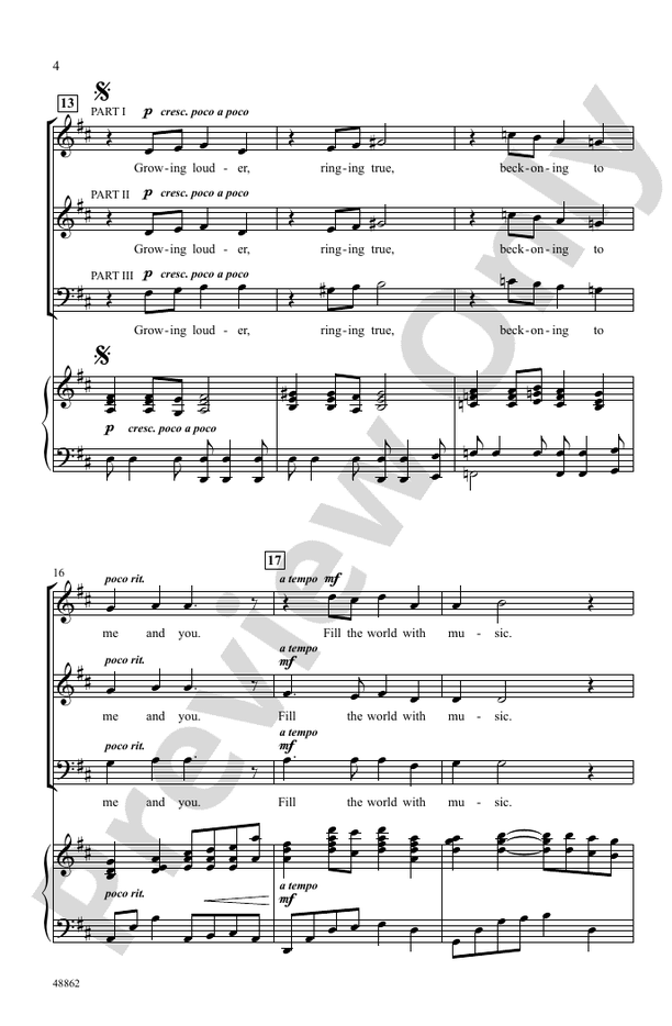 Fill the World with Music – 3-Part Mixed / SAB Choral Octavo (Digital Download)