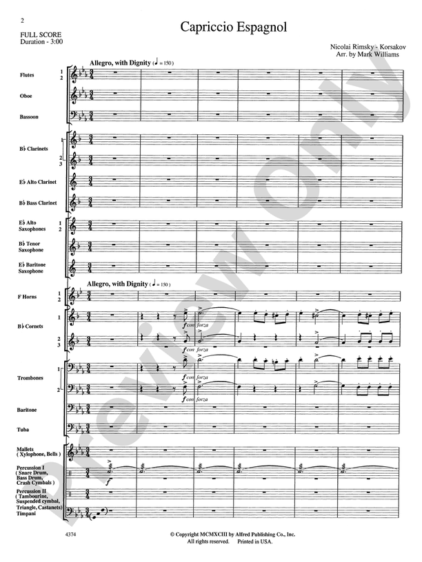 Capriccio Espagnol - Concert Band Conductor Score & Parts (Digital Download)