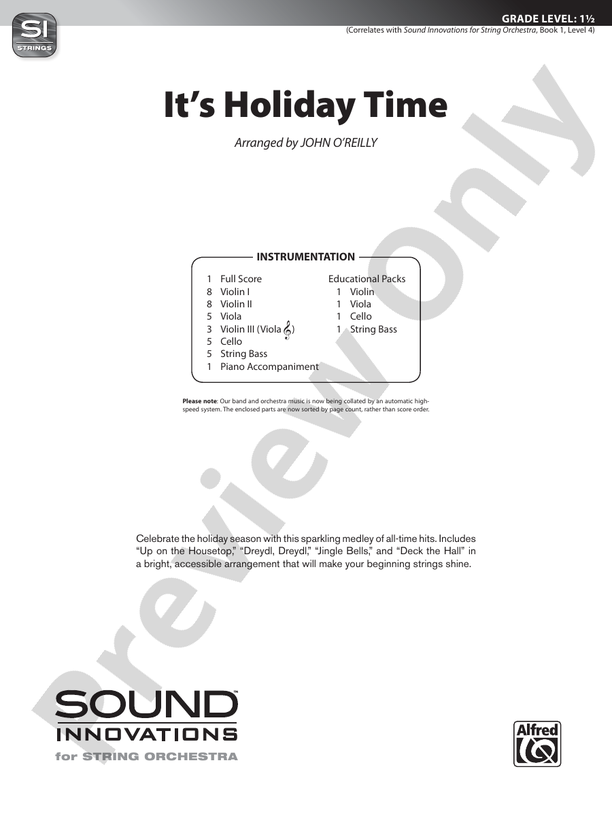 It's Holiday Time – String Orchestra Conductor Score & Parts (Digital Download)