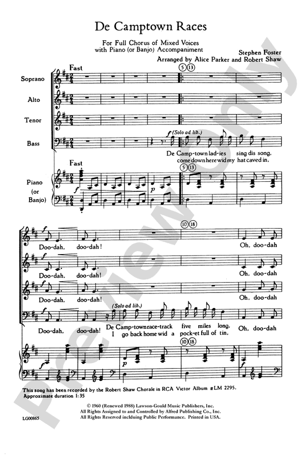 De Camptown Races – SATB Choral Octavo (Digital Download)