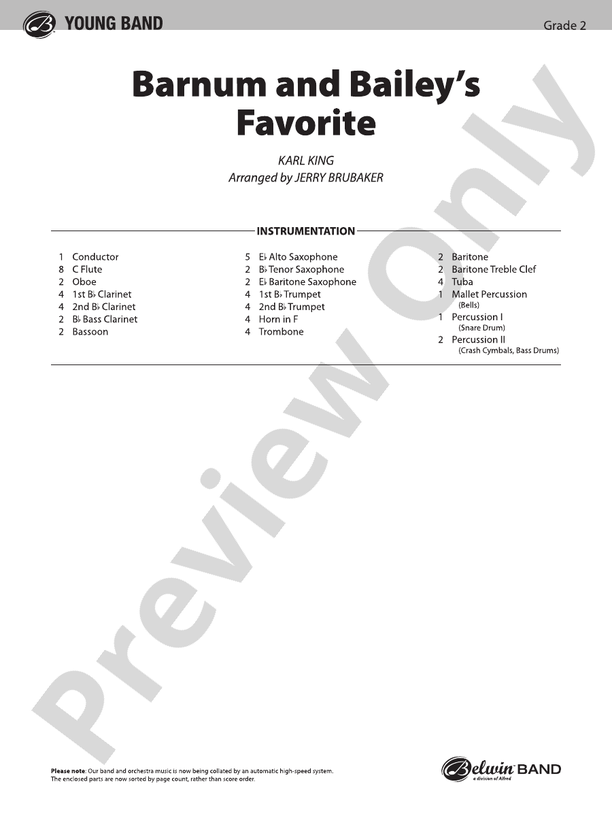 Barnum and Bailey's Favorite - Concert Band Conductor Score & Parts (Digital Download)