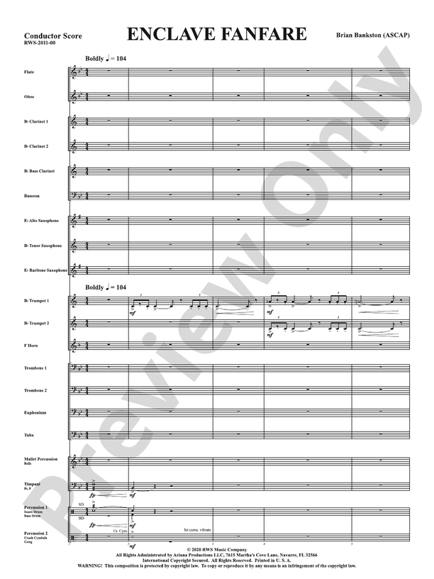 Enclave Fanfare - Concert Band Conductor Score & Parts (Digital Download)