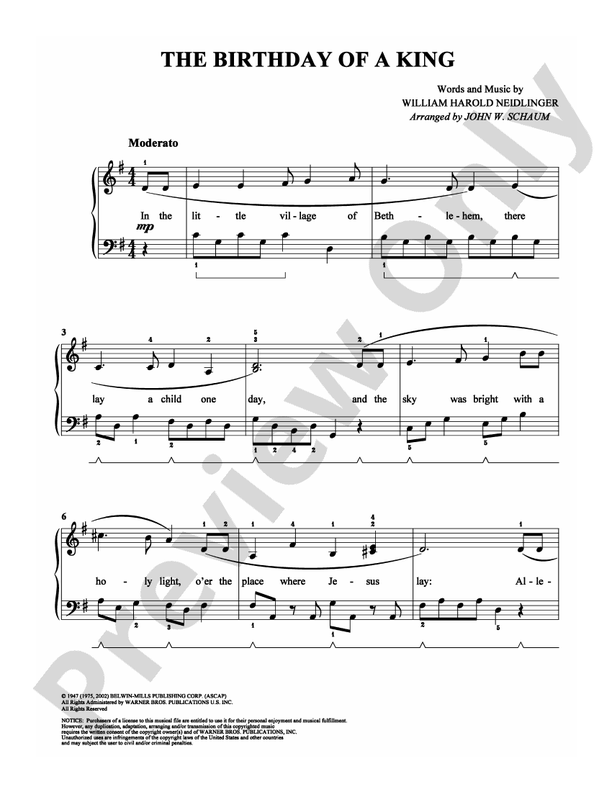 The Birthday of a King - DSM-PS-0000836 - Easy Piano (Digital Download)