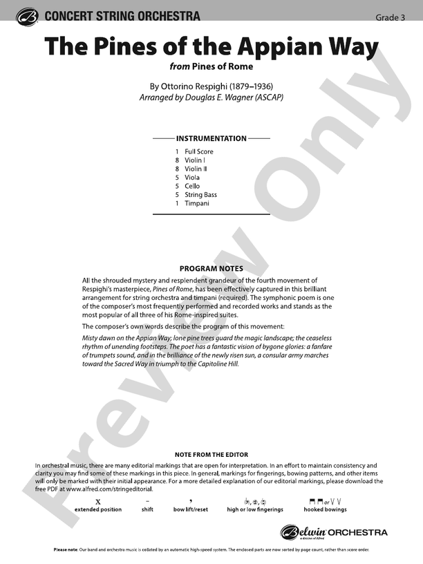 The Pines of the Appian Way - String Orchestra Conductor Score & Parts (Digital Download)
