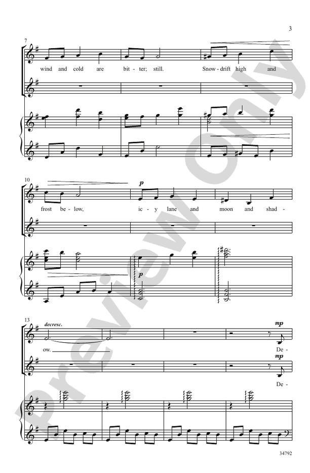 A Winter Night - SSA Choral Octavo (Digital Download)