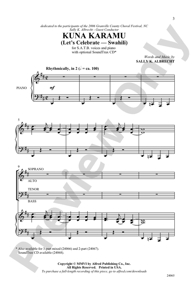 Kuna Karamu (Let's Celebrate - Swahili) – SATB Choral Octavo (Digital Download)