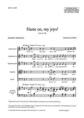 Haste on, my joys! - No. 6 from Seven Poems of Robert Bridges - Gerald Finzi - SSATB Boosey & Hawkes Octavo
