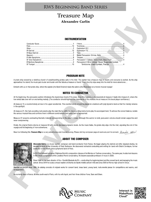 Treasure Map - Concert Band Conductor Score & Parts(Digital Download)