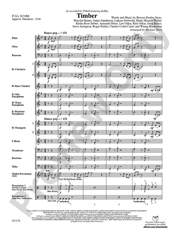 Timber - Concert Band Conductor Score & Parts (Digital Download)