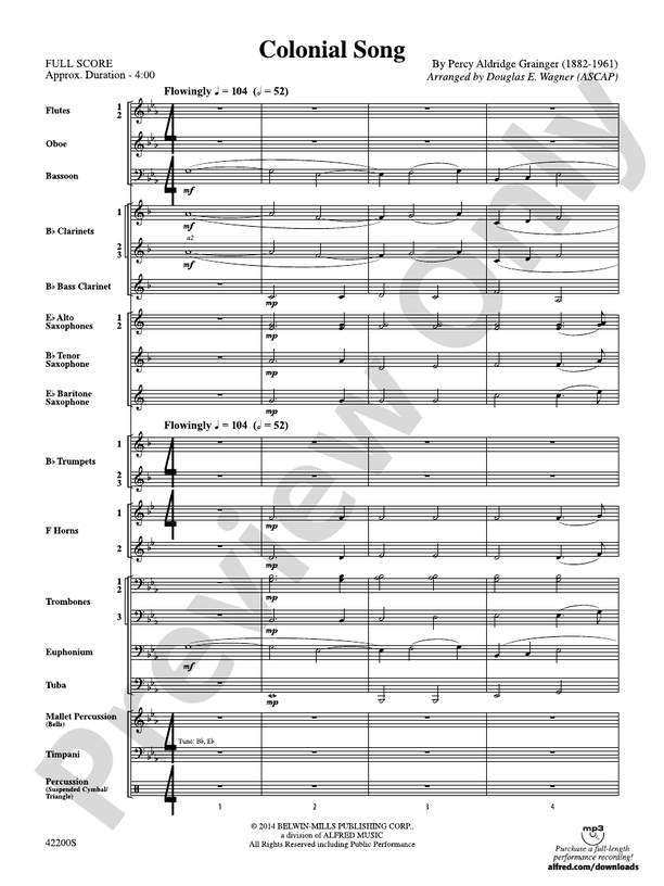 Colonial Song - Concert Band Conductor Score & Parts (Digital Download)