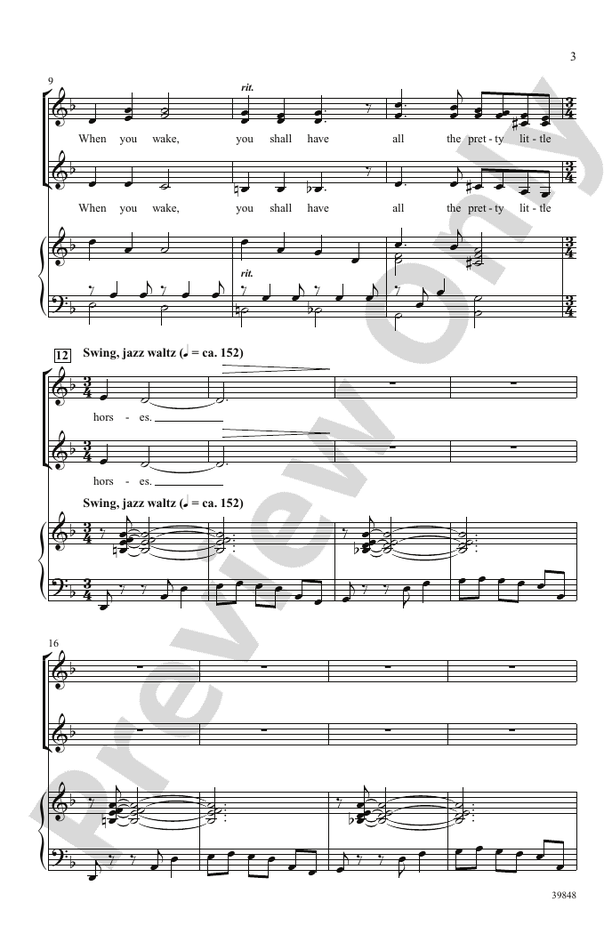 All the Pretty Little Horses - SSA Choral Octavo (Digital Download)