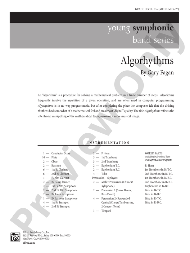 Algorhythms - Concert Band Conductor Score & Parts (Digital Download)