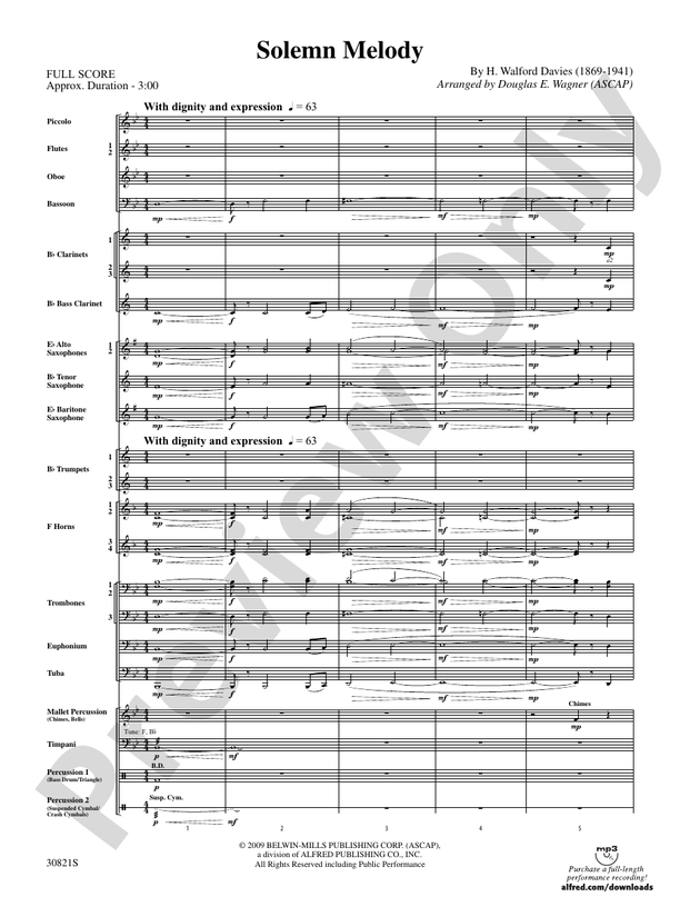Solemn Melody - Concert Band Conductor Score & Parts (Digital Download)