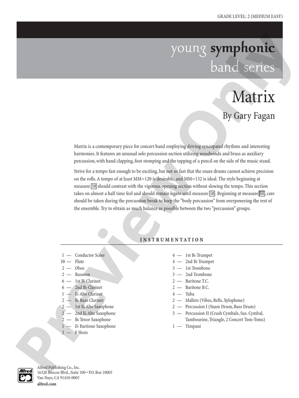 Matrix - Concert Band Conductor Score & Parts (Digital Download)