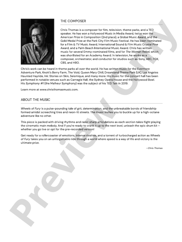 Wheels of Fury – String Orchestra Conductor Score & Parts (Digital Download)