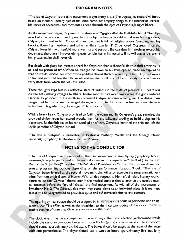 The Isle of Calypso (from The Odyssey (Symphony No. 2)) – Ful Orchestra Conductor Score & Parts (Digital Download)