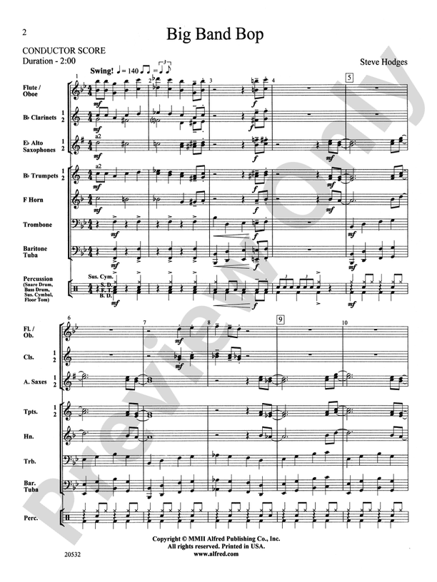 Big Band Bop - Concert Band Conductor Score & Parts (Digital Download)